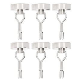 6Pcs Swing Magnetic Hook Set No Drilling Need Decorative Beautiful Looking 180° Rotating Hooks 0‑15kg Nickel Color