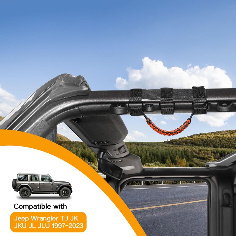 Hoolcar 4 x Roll Bar Grab Handles Paracord Grip Handles