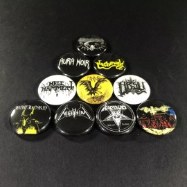 Black Thrash Metal 1" Button Pin Set Death Dissection Hell Hammer Bathory Venom