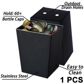 Jumiok Black Bottle Cap Catcher Wall Mounted Beer Top Bucket Holder Stainless Steel with Drainage for Table Cooler Post