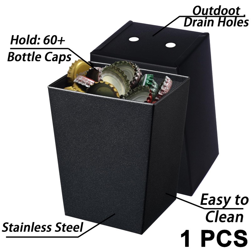 Jumiok Black Bottle Cap Catcher Wall Mounted Beer Top Bucket