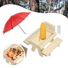 PATIKIL Squirrel Feeder Picnic Table with Red Umbrella 7x8x11inch, Wooden