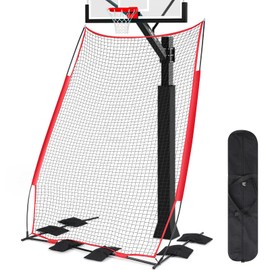 Gemscream Basketball Rebounder Basketball Return System Defensive Net 6.4 x 10 ft Sports Defender Net Catcher Guard and Backstop with 6 Refillable Sandbags for Shooting Return Outdoor Backyard