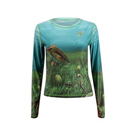 Salty Scales Scallop/Snorkeling Reversible Fishing Shirt for Women, UPF Performance Clothing (Medium)