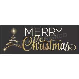 Concept Signs & Graphics 1.5'X4' MERRY CHRISTMAS BANNER Signs Happy Holidays Seasons Santa Trees Winter