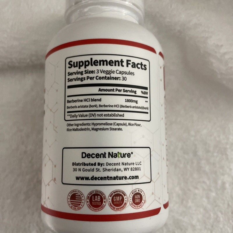 DECENT NATURE Berberine Supplement 1800mg - Premium Berberine HCl 97%