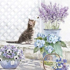 Serviettes "Kittens and Flowers" Pack of 20