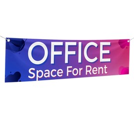 Office Space For Rent Large Banners and Signs for Outdoor by Mavis Printing-Polyester Banner with 4 Holes for Easy Hang Indoor & Outdoor|4x1 Feet HD Banner to Promote Real Estate Business| Made in USA