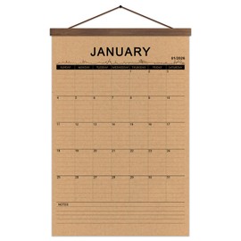 2026 Rustic Style Retro Calendar Planner Wall Desk Kraft Paper Monthly January 2026 -June 2027 With Vintage Wood Frame 16.5x12''