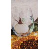 Unbranded Fall Harvest White Green PUMPKINS Hand Painted Stemless Wine