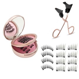XFSRG Magnetische Wimpern mit langlebigen Magneten für einen natural Look ohne Eyeliner als künstliche Wimpern Extensions inklusive Zange für einfache Anwendung und perfektes Make up (Rosa)