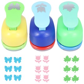 3PCS Paper Hole Punches, Maple Leaf, Butterfly,Crown, Snowflake,Sun etc.Hole Punch Shapes Craft Paper Punch Set Paper Punch Shapes for for Kids DIY Crafts Handbook Greeting Card (Style B)