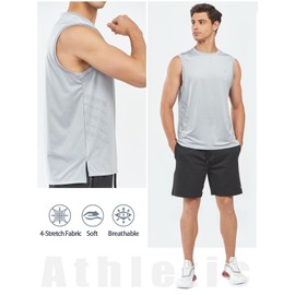 NORTHYARD Men's Athletic Workout Tank Top Running Gym Sleeveless Shirts Quick Dry Lightweight Training Sport Muscle Tank LIGHTGREY M