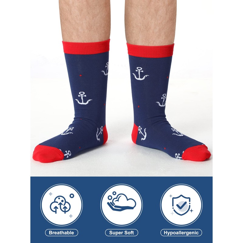 Berlune 8 Pairs Sailing Socks for Men Nautical Gifts Ships