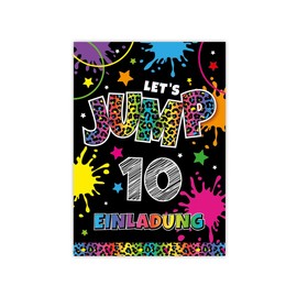 Minkocards 12 Invitation Cards with 12 Envelopes for 10th Children's Birthday Girls Jump Trampoline Invitations Tenth Girls' Birthday Invitations