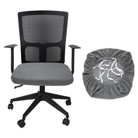 sourcing map Office Chair Cover, Stretchable Soft Grid Textured Rotating Chair Slipcover Washable Desk Computer Seat Cover Protector for Office Home, L(45-48cm), Light Gray