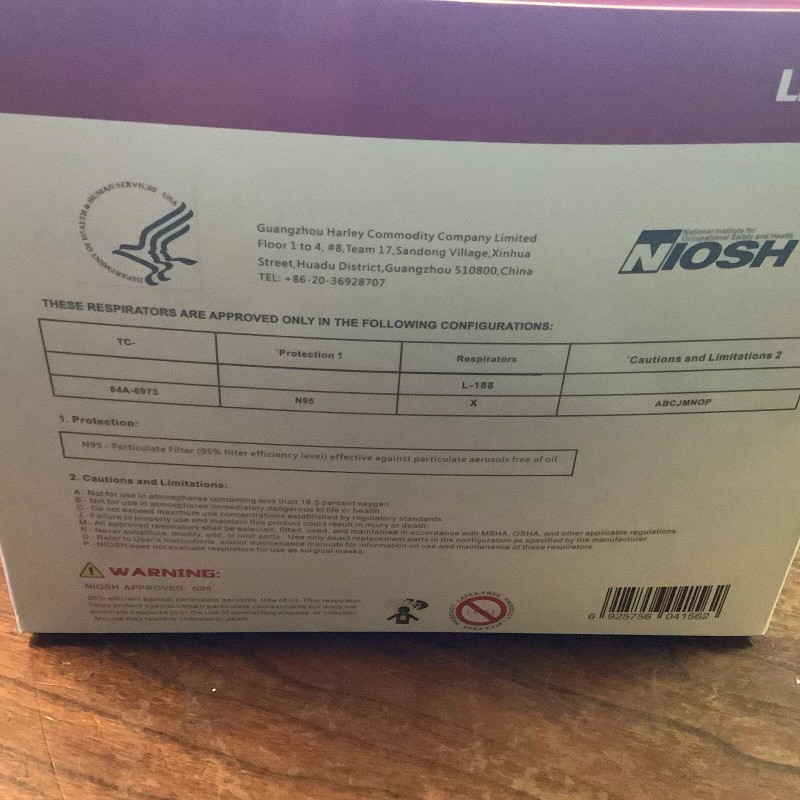 Niosh L-188 N95 Particulate Respirator Mask (20 masks)