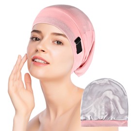 Silk Bonnet for Sleeping Curly Hair, Soft Satin Bonnet with Adjustable Strap, Silk Lined Beanie Hats for Women Men, Skull Cap Chemo Headwear Hair Care (Snow Bud)