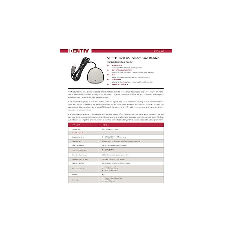 IDENTIV SCR3310v2.0 USB Lector de Tarjetas Inteligentes