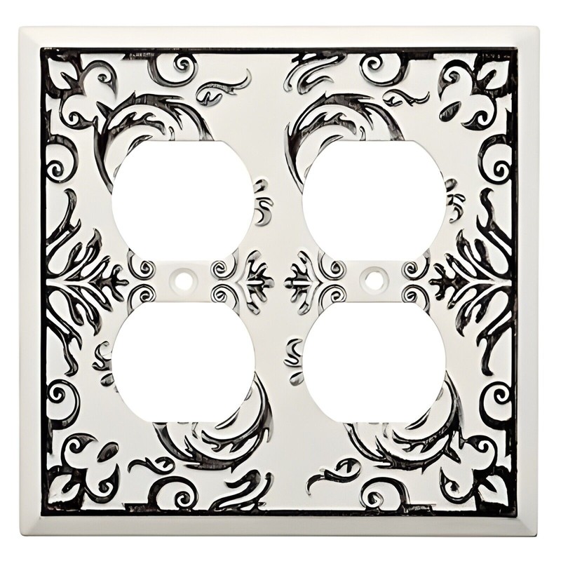 Allen + Roth W27112-WW Fairhope White Wash Double Duplex Outlet