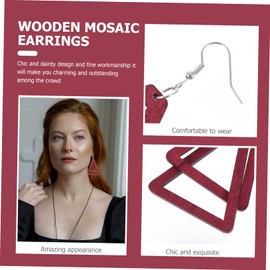 LIFKOME Women's Fashion Wooden Triangle Dangle Earrings Colorful Patchwork Ear Accessories