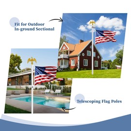 Weavelife Gold Flagpole Eagle Topper, Aluminum Eagle Topper, 1/2-13UNC Thread, for 20/25/30ft Telescopic/Sectional Outdoor Flagpole (Gold, 7")