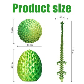 Dragon Egg Fidget Toy, Dragon Egg, 3D Dragon 3D Printed Dragon Egg with Dragon Inside 3D Printed Dragon Egg Fidget Toy Home Office Decor Executive Desk Toys (Laser Yellow Green)