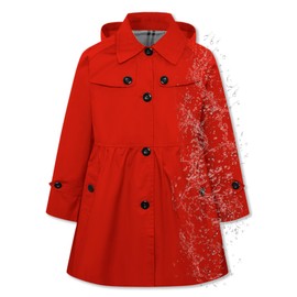 Betusline Girls Rain Jackets Lightweight Waterproof Hooded Trench Coat Windbreaker Raincoats for Girls,Waterproof-Red,7-8 Years