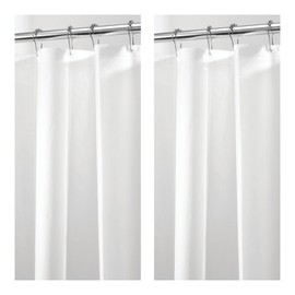 iDesign PEVA Stall Shower Curtain Liner - Reinforced Top Hem - 54" x 78" - Set of 2 - White