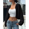 SECRETEYARD Womens Bolero Shrug Sweaters Long Sleeve Open Front Rib