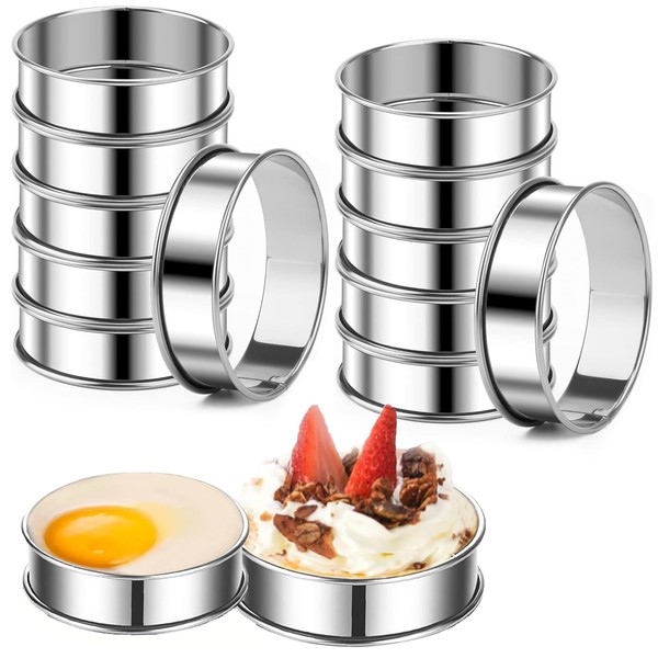 12 PCS English Muffin Rings, Stainless Steel Crumpet Rings, Nonstick