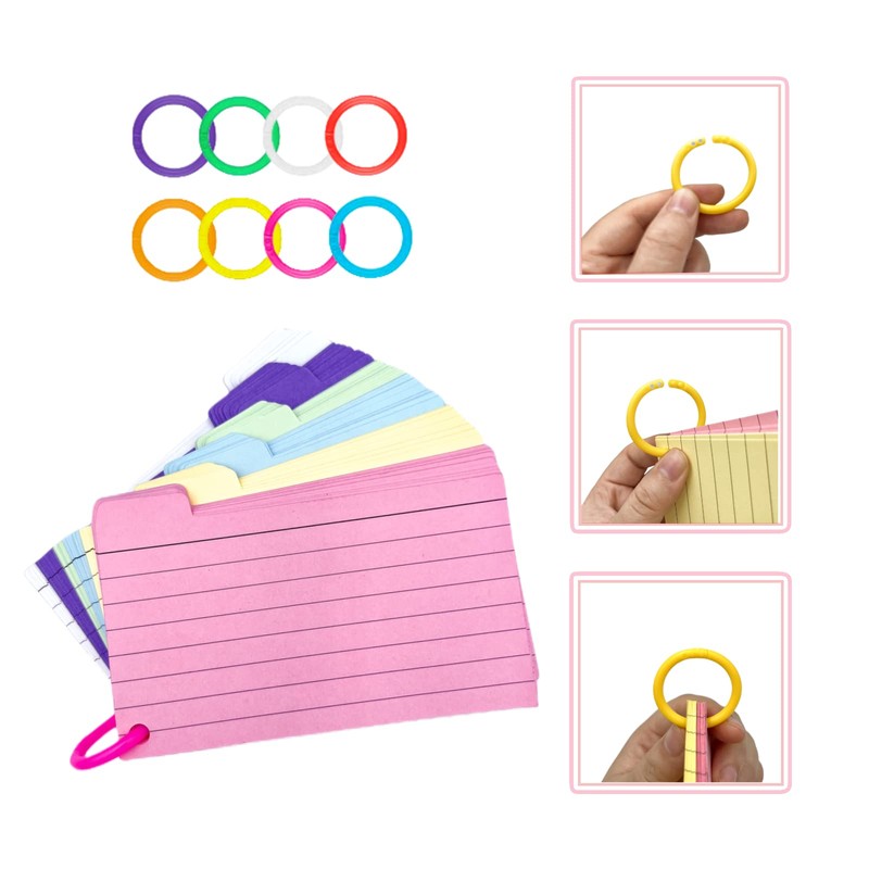 Tabbed Flash Cards 300Pcs Colourful Index Cards Revision Cards with