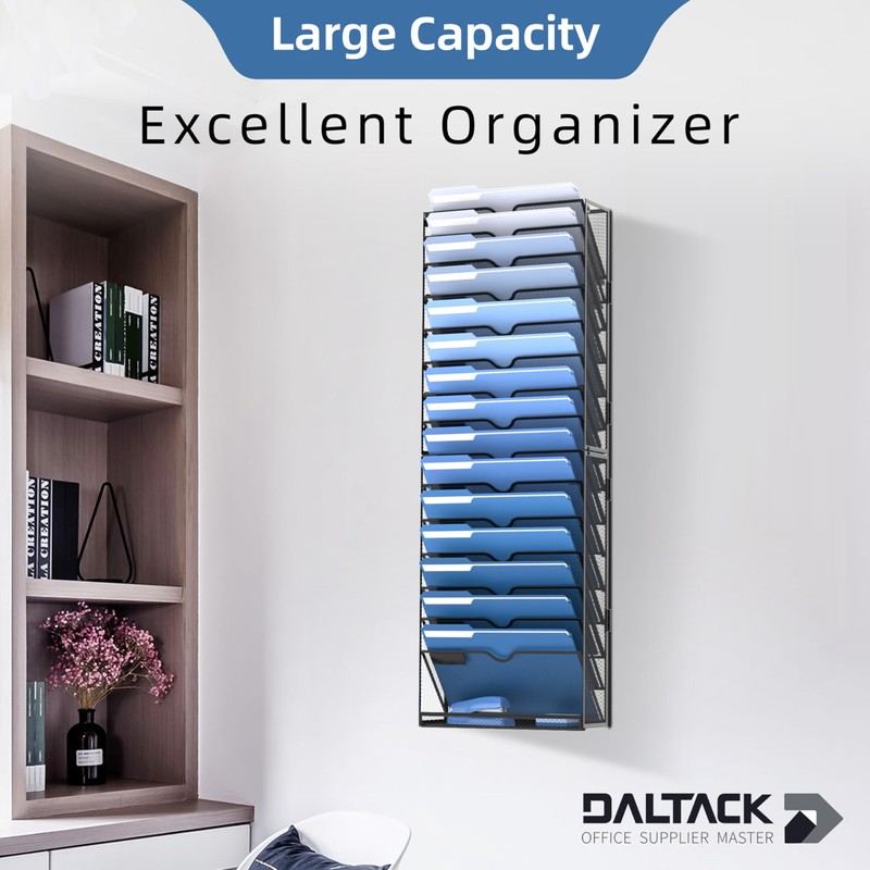 DALTACK Wall File Holder 16 Tier Hanging Wall File Organizer,