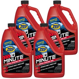 Zep 10 Minute Drain Opener Gel 1 Gallon (Case of 4) ZHCR128NG - Commercial Strength, Fast Acting and Safe for All Pipes