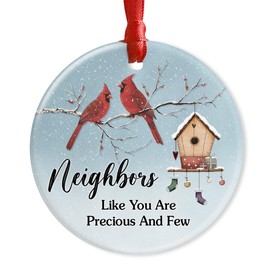 CHOANG Neighbor Ceramic Ornaments Decor Christmas - Friendship Ornament Gift to Cherish Sincere Neighborhood- Neighbors Like You are Precious & Few