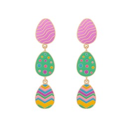 ONLYJUMP Cute Easter Eggs Earrings for Women Colorful Unique Rabbit Stud Tiny Animal Rabbit Earrings Spring Holiday Jewelry (Long Egg)