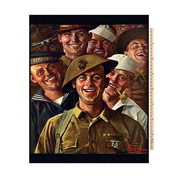 Old-time Soldiers Norman Rockwell Licensed by David Textiles Digital Print