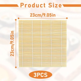 AONAYO Pack of 3 Sushi Mats, Sushi Maker, Sushi Roller, Bamboo Mat Sushi, 23 x 23 cm Sushi Rolling Mat for Beginners DIY Kitchen Natural Bamboo Mat for Rolling Sushi for Beginners, Sushi Lovers
