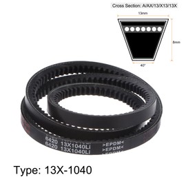 sourcing map 13x1040 Cogged V-Belts AX Section Drive Raw Edge Belt 1040mm Inner Girth 13mm Width 8mm Thickness EPDM for Power Transmission