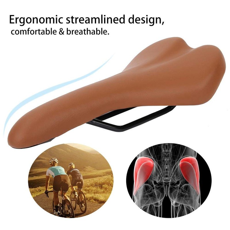 Bike Seat, 2 Colors Shockproof Wear-resistant PU Leather Bicycle Saddle