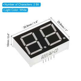 PATIKIL 5pcs Common Cathode 7 Segments 10 Pin 2 Bit 3.3V LED Display LED Display Module for Electronic Driver Board White