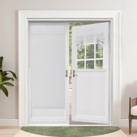 OutdoorLines Blackout French Door Curtains, Privacy Thermal Insulated Tie up Glass Shades, Easy to Install Tricia Window Drapes, Front Door Curtain, W26 x L68 inch, Greyish White, 1 Panel