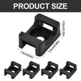 Pack of 150 Cable Tie Holders, Nylon Cable Tie Base Bracket, Cable Holder, Cable Attachment, 22.6 mm x 15.9 mm, Suitable for Cables, Wires, Home, Office, DIY and Cable Management, Black
