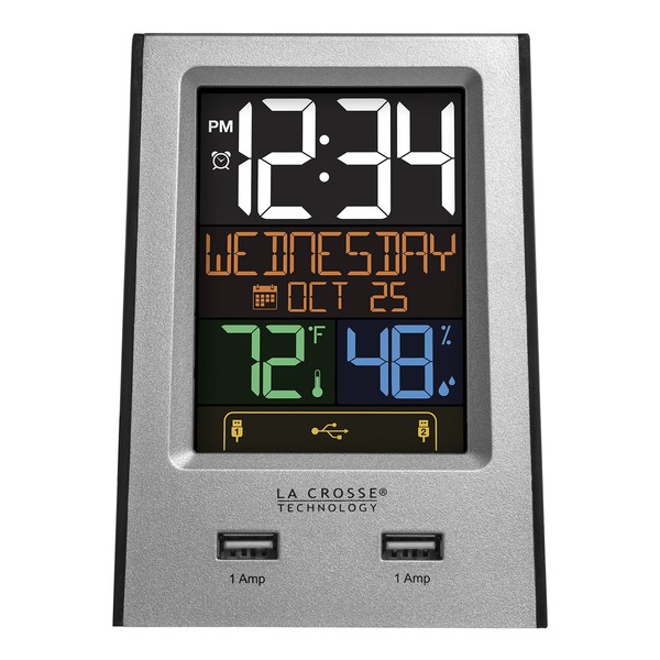 La Crosse Technology 617-1614 USB Charging Station with Alarms & Nap Timer, Silver