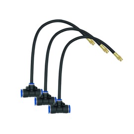 Brass Misting Nozzles Tee with 12inch Built in Hose for Outdoor Cooling System, Adjustable 360° Rotation, Water Mister Nozzles Thread Sprayer 0.32" Interface(8mm, 3 Packs)