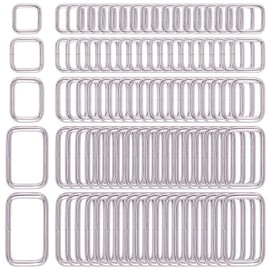 Swpeet 100 Pcs Assorted Metal Rectangle Ring, Webbing Belts Buckle for for Belt Bags DIY Accessories - 13mm / 15mm / 20mm / 25mm / 35mm