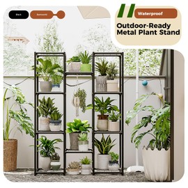 Bamworld Plant Stand Outdoor Metal Plant Shelf for Multiple Plants Large Plant Holder Waterproof for Garden Living Room Patio Morden Home Decor Gardening Gifts