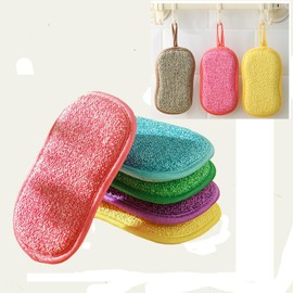 5 Pack Dish Sponges, Microfiber Scrub Sponges for Kitchen,Heavy Duty Non-Scratch Dish Washing Scouring Pads, Soft Dish Scrubbers Scrubbing Pads Cloth for Fast Cleaning Pots Pans Dishes (Random Color)