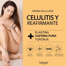 Celu-Less Crema de Celulitis Super Concentrada - Cafeína Pura, Elastina y Toronja - Reductor + Reafirmante - Flacidez - Piel de Naranja - Efecto Frío/