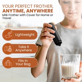 Portable Travel Frother with Case Mini - Battery Operated Handheld Milk Frother with Cover - Coffee Mixer Wand - Wisking Tool Electric Whisk - Coffee Stirrers Electric Whisker - Drink Mixer Handheld